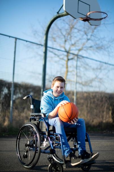 Boy in wheelchair