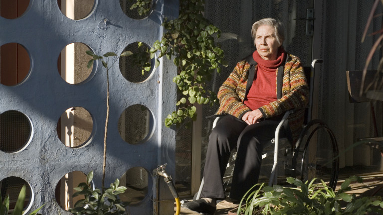 Elderly woman in wheelchair