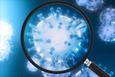 Coronavirus and magnifying glass image